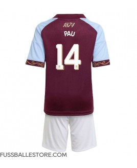 Günstige Aston Villa Pau Torres #14 Heimtrikotsatz Kinder 2025-26 Kurzarm (+ Kurze Hosen)
